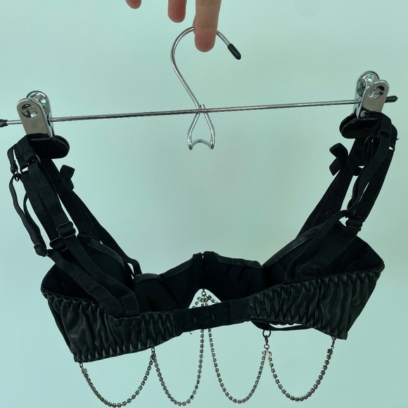 Agent Provocateur Soiree Black Leather Swarovski Cosima Bra Corset Panty Vintage - Picture 3 of 15